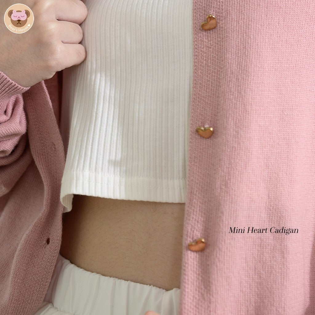 Mini Heart Cadigan เสื้อคลุมไหมพรมเเขนยาว ดีเทลกระดุมหัวใจ