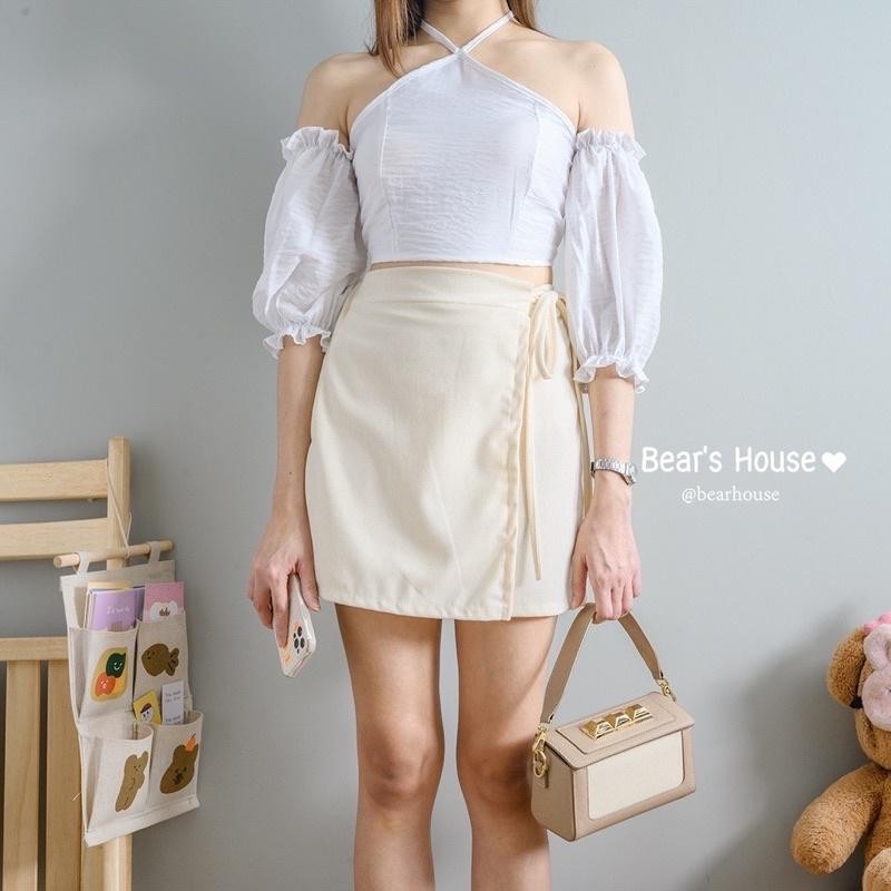 Aiko Crop เสื้อครอปเเขนจั๊ม เเต่งกุ๊น ป้าย Bearhouse🧸