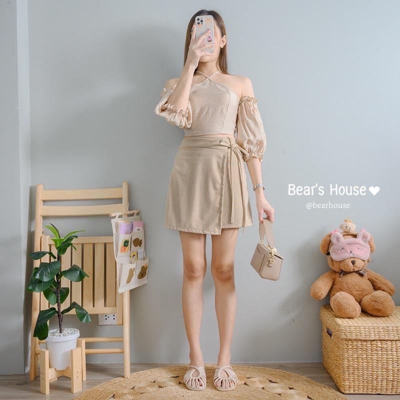 Aiko Crop เสื้อครอปเเขนจั๊ม เเต่งกุ๊น ป้าย Bearhouse🧸