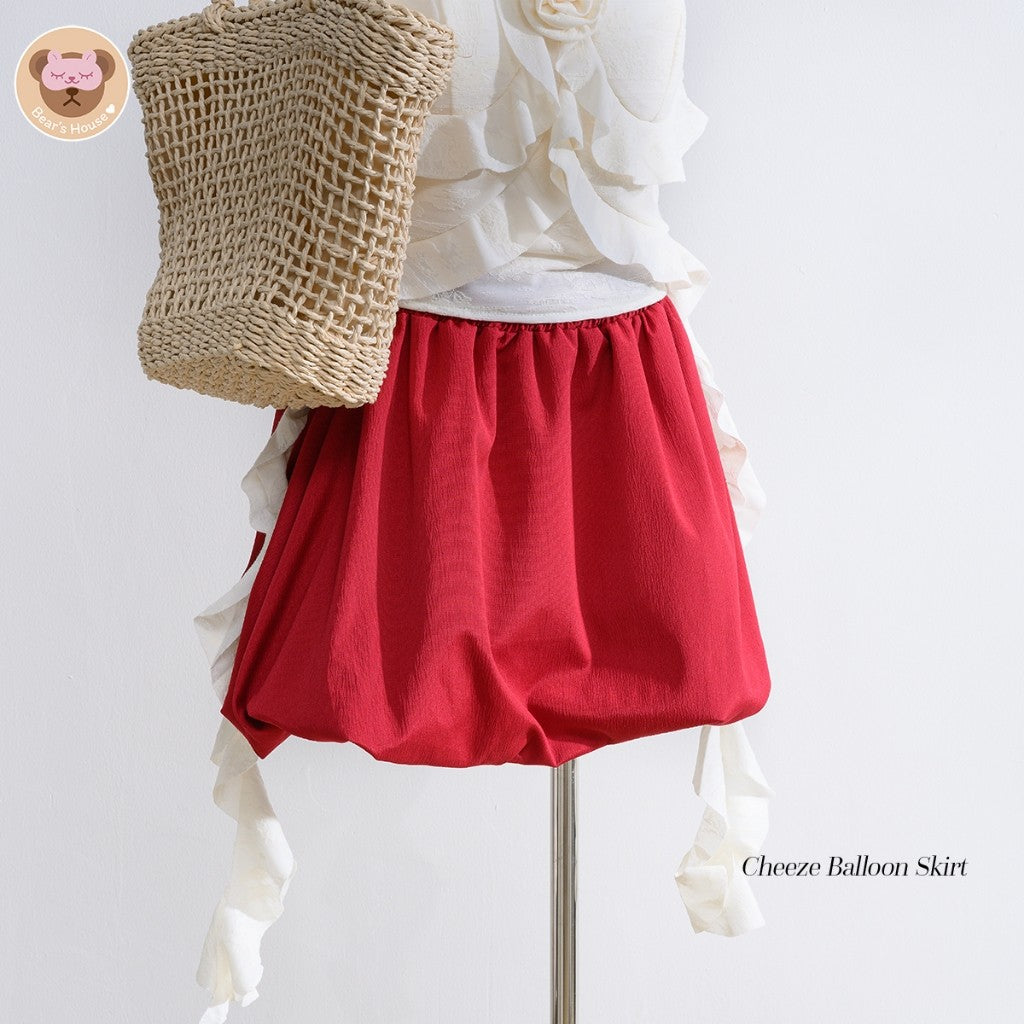 Cheeze Balloon Skirt กระโปรงบอลลูน ทรงฮอตฮิต เอวสม็อค เย็บ 2 ชั้นไม่ต้องกลัวบางน้องบอลลูนใส่แมท