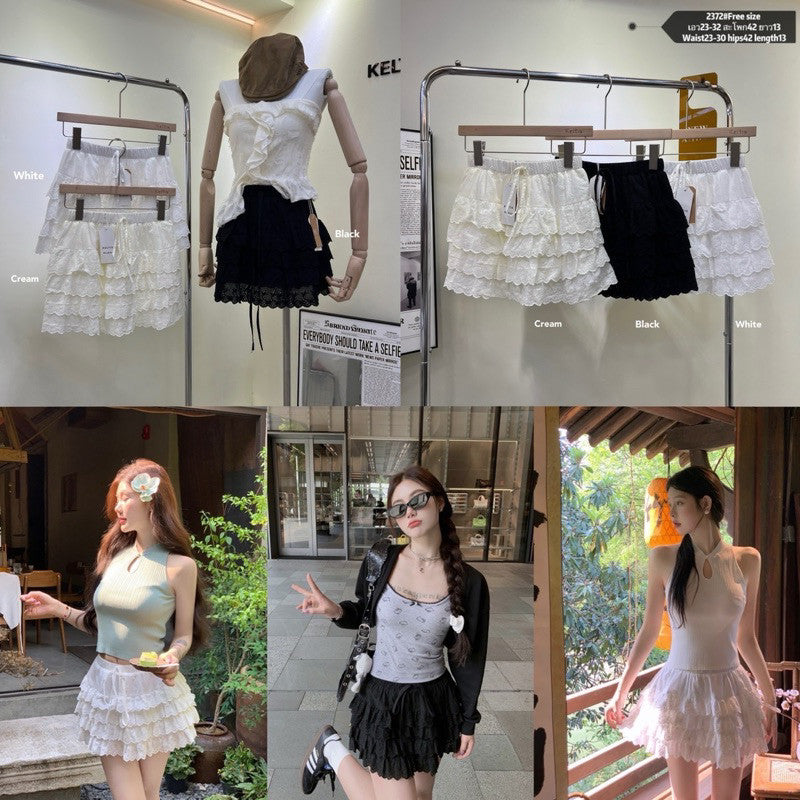 Simmon Lace Skirt กระโปรงลูกไม้ เเต่งระบายชั้น🧸