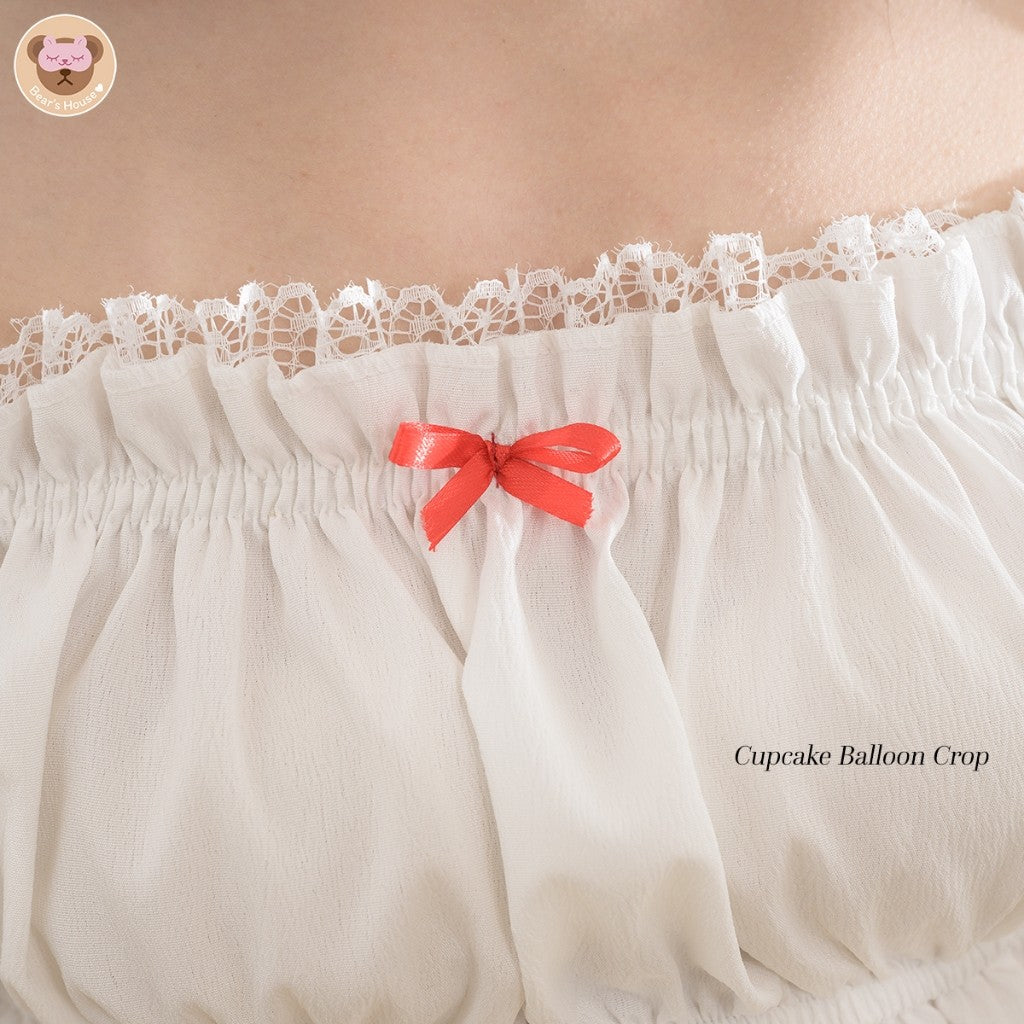 Cupcake Balloon Crop เสื้อครอปเปิดไหล่แขนพอง สวยตามแบบฉบับสาวโยชิ ลุคคุนหนู น่ารักมากค่ะแม่