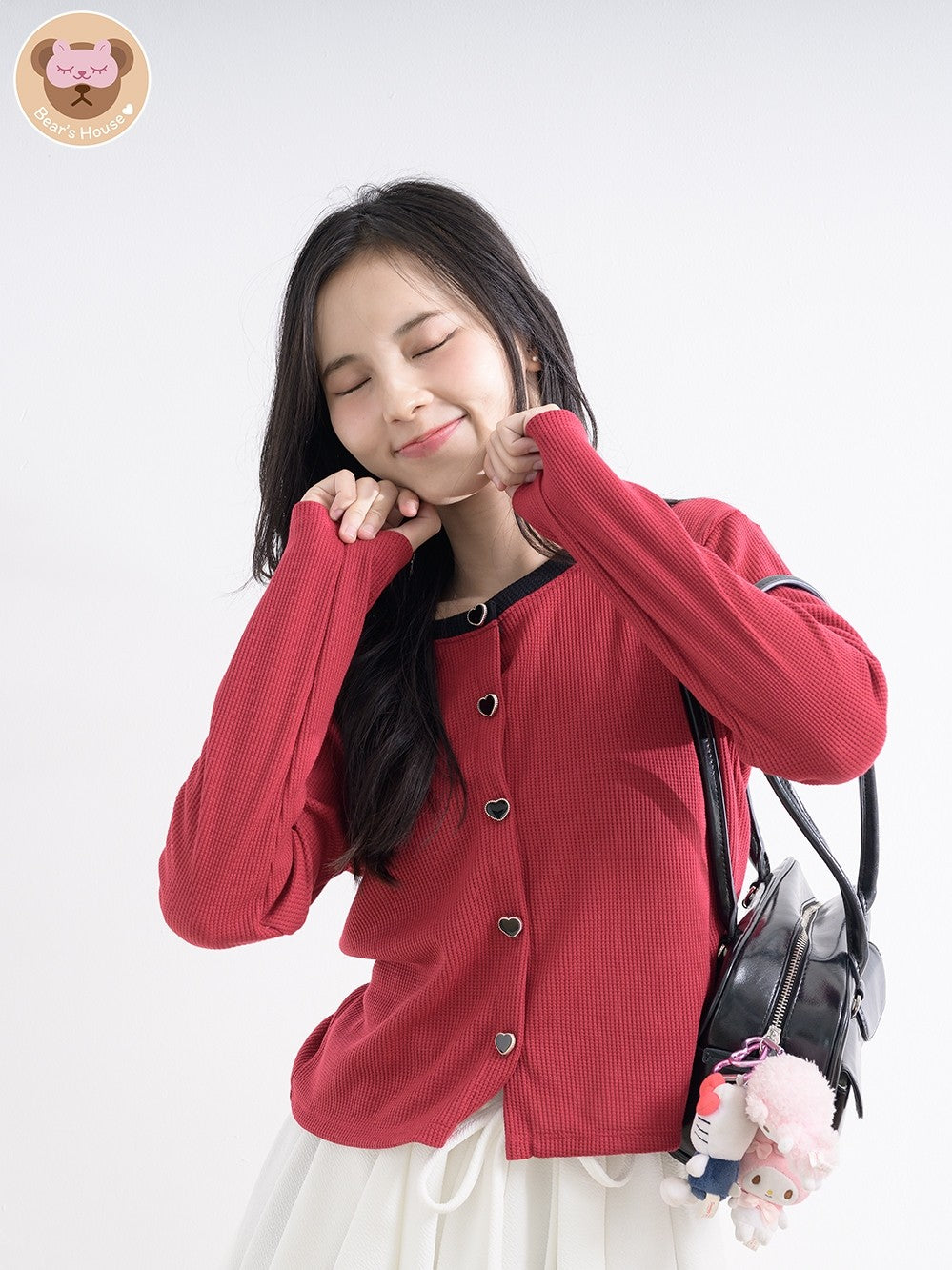 Oria Heart เสื้อคลุมเเขนกระยาว ผ้าร่อง เเต่งกระดุมหัวใจ❤️